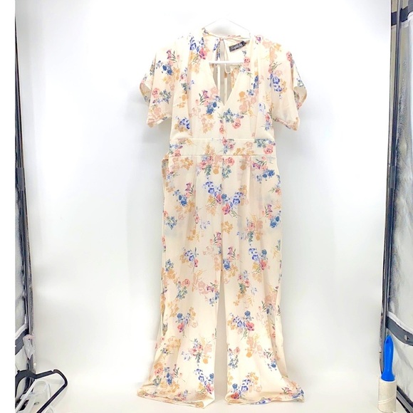 Crystal Sky jumpsuit wide leg open back tie waist spring floral - Picture 1 of 9
